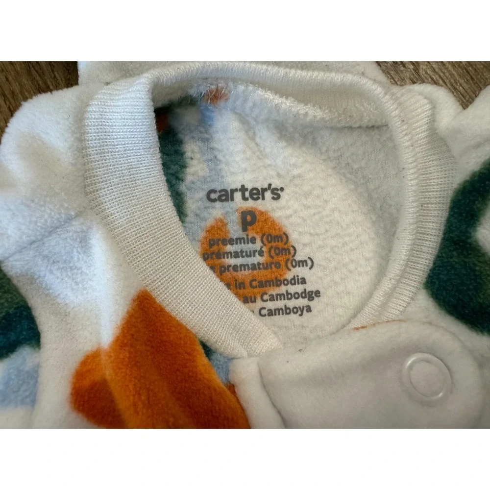Carters Preemie Baby Boy Sleeper Outfit Romper Fleece Dinosaur Reborn